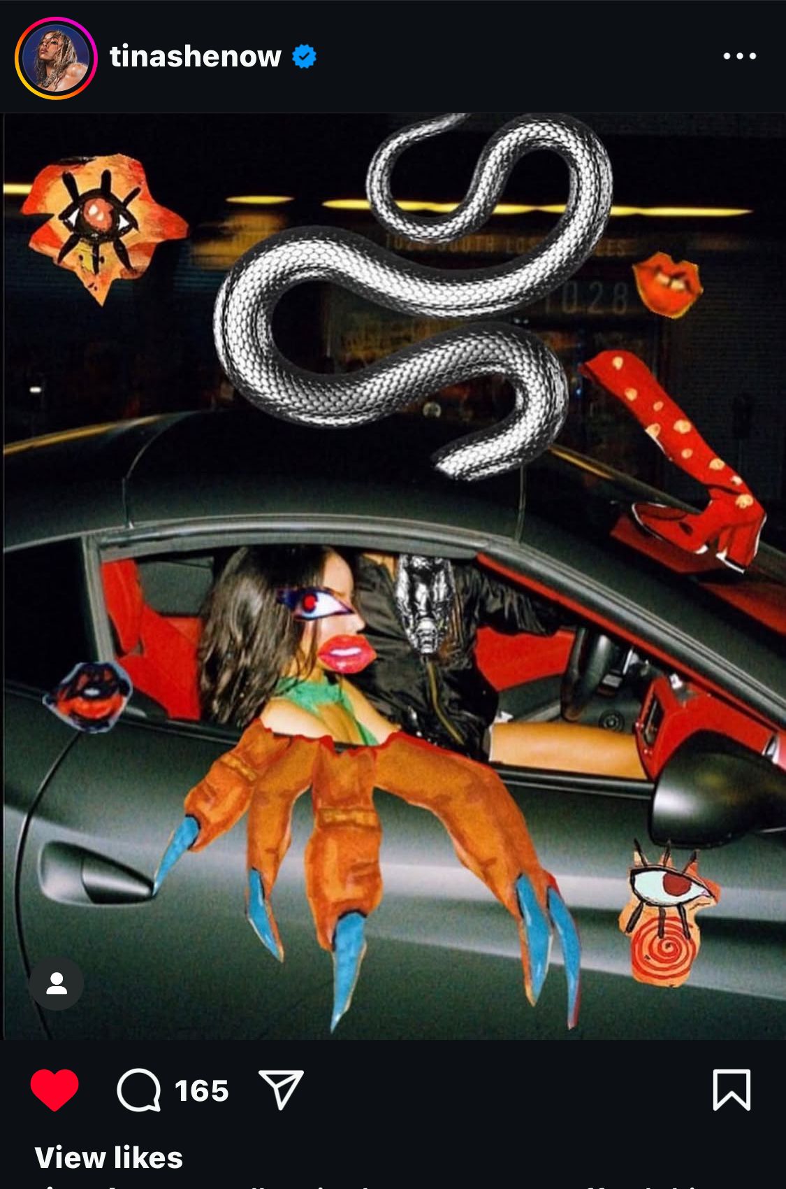 Marina's artwork reposted by Tinashe